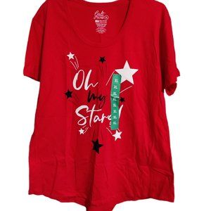 NWT Galt Women's Oh My Stars Tee Freedom Shirt Red Size XL 'Murica $30 i129